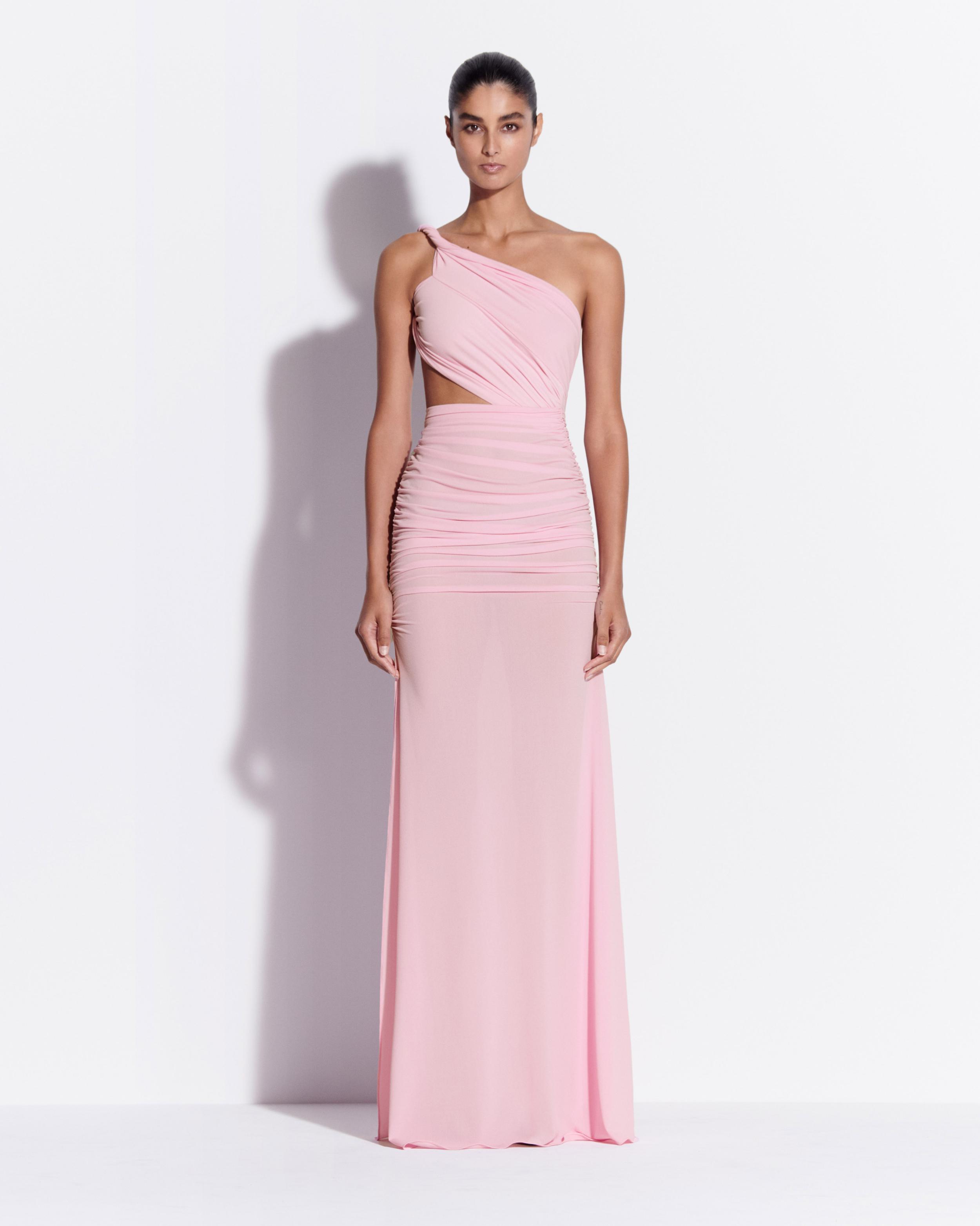 One Shoulder Gown in Crepe Jersey