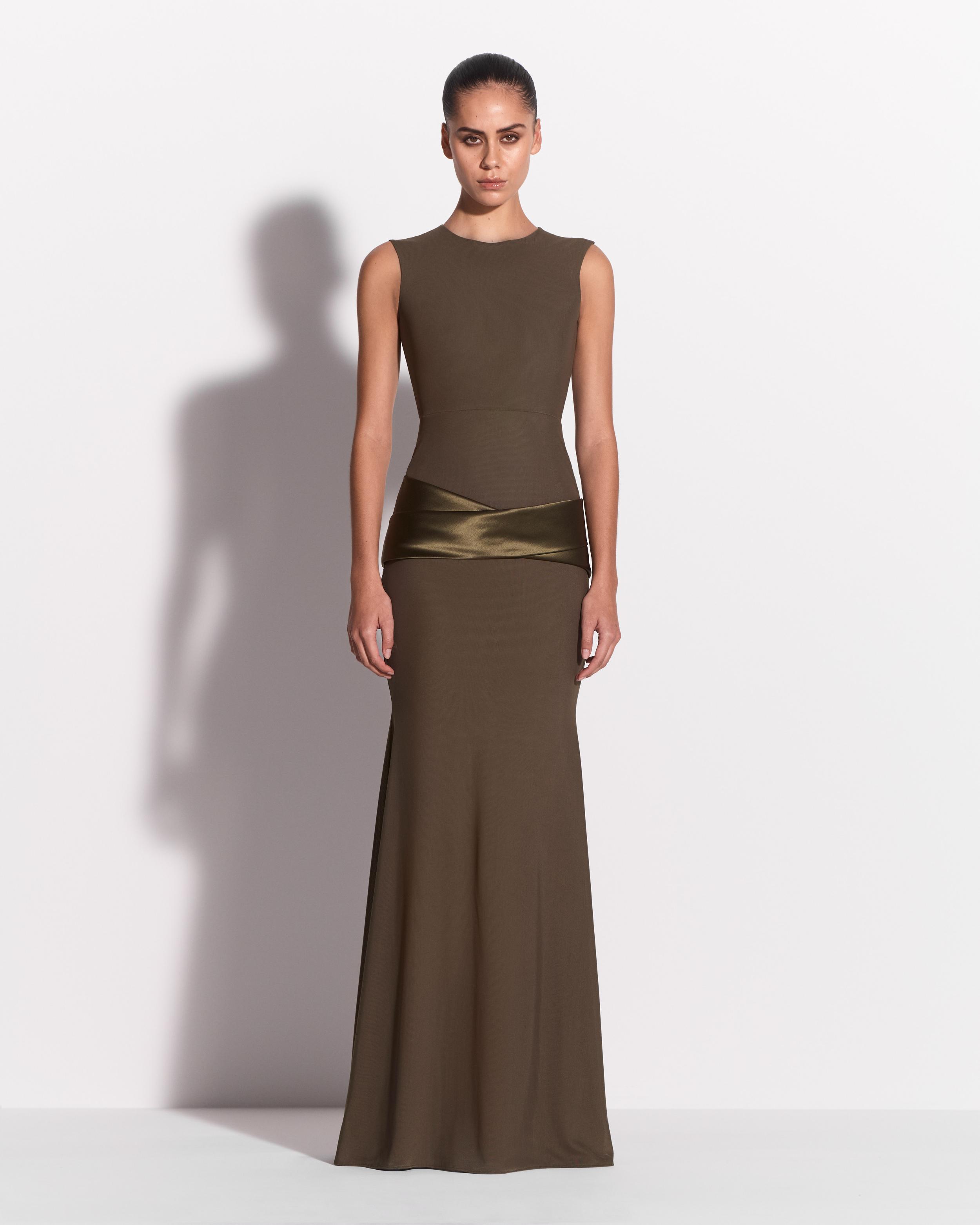 dark green alex perry dress Sleeveless Gown in Stretch Mesh, Deep Sage Neon Color:Blue/NvyEmb vicky Sister's Stunning Rust Off Long sleeve gown featuring