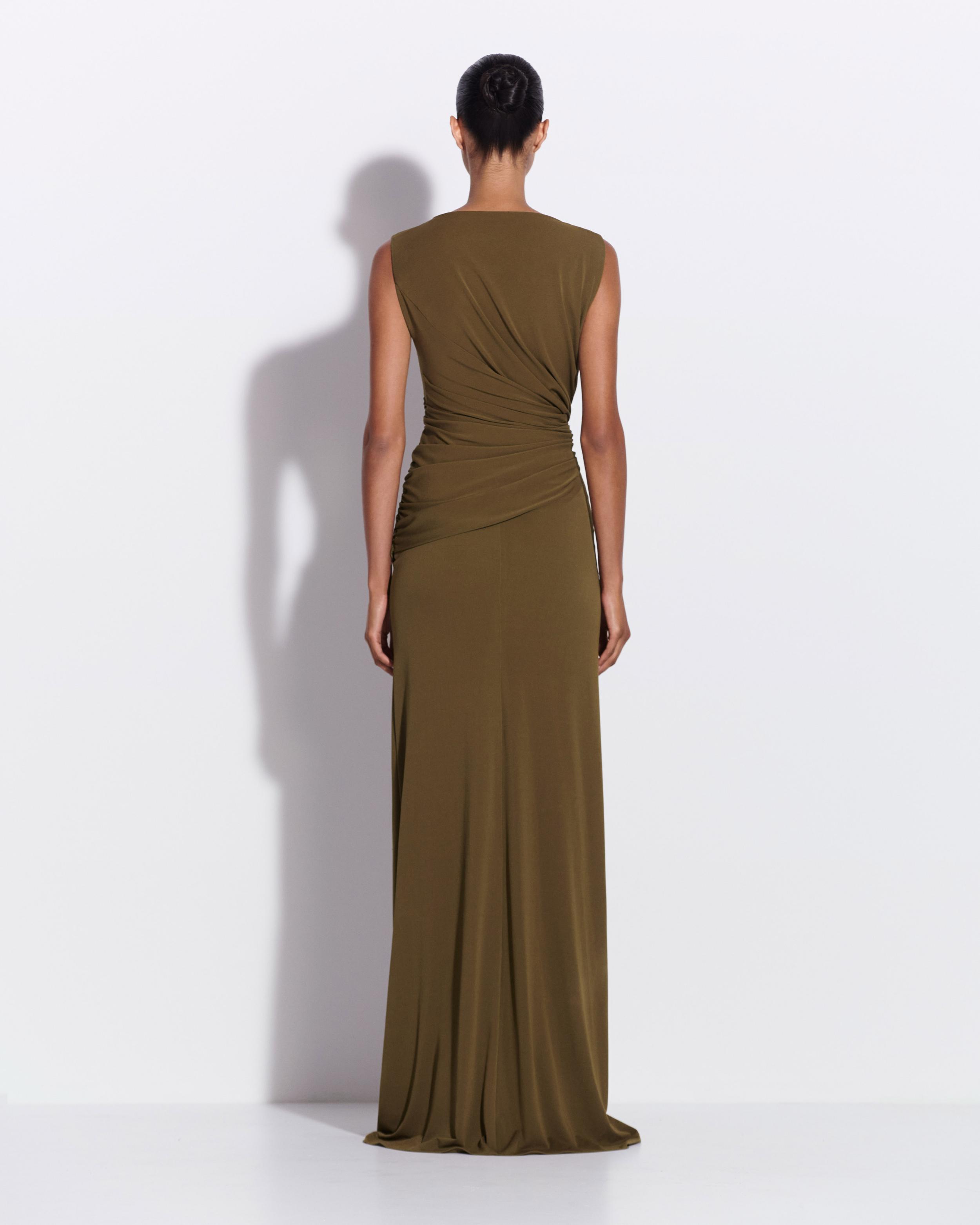 Sleeveless Twist Gown in Crepe Jersey