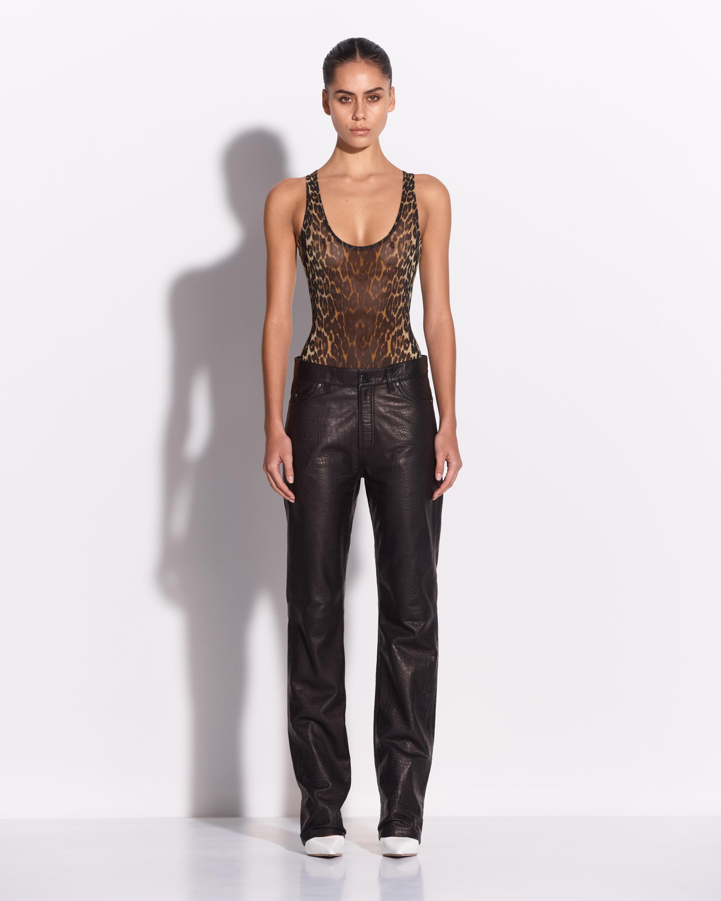 Straight Cut Jean in Embossed Leather