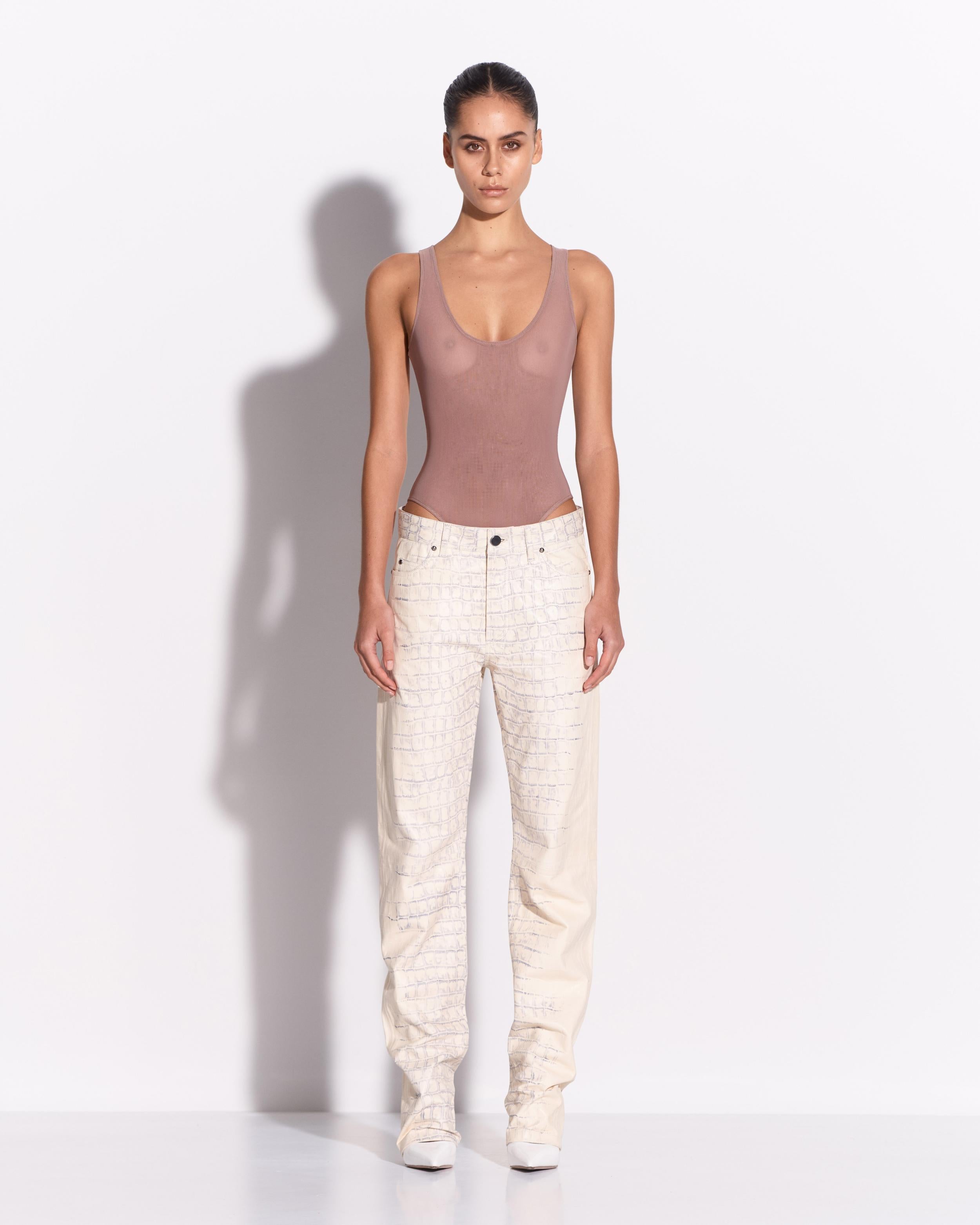 Straight Cut Jean in Embossed Leather