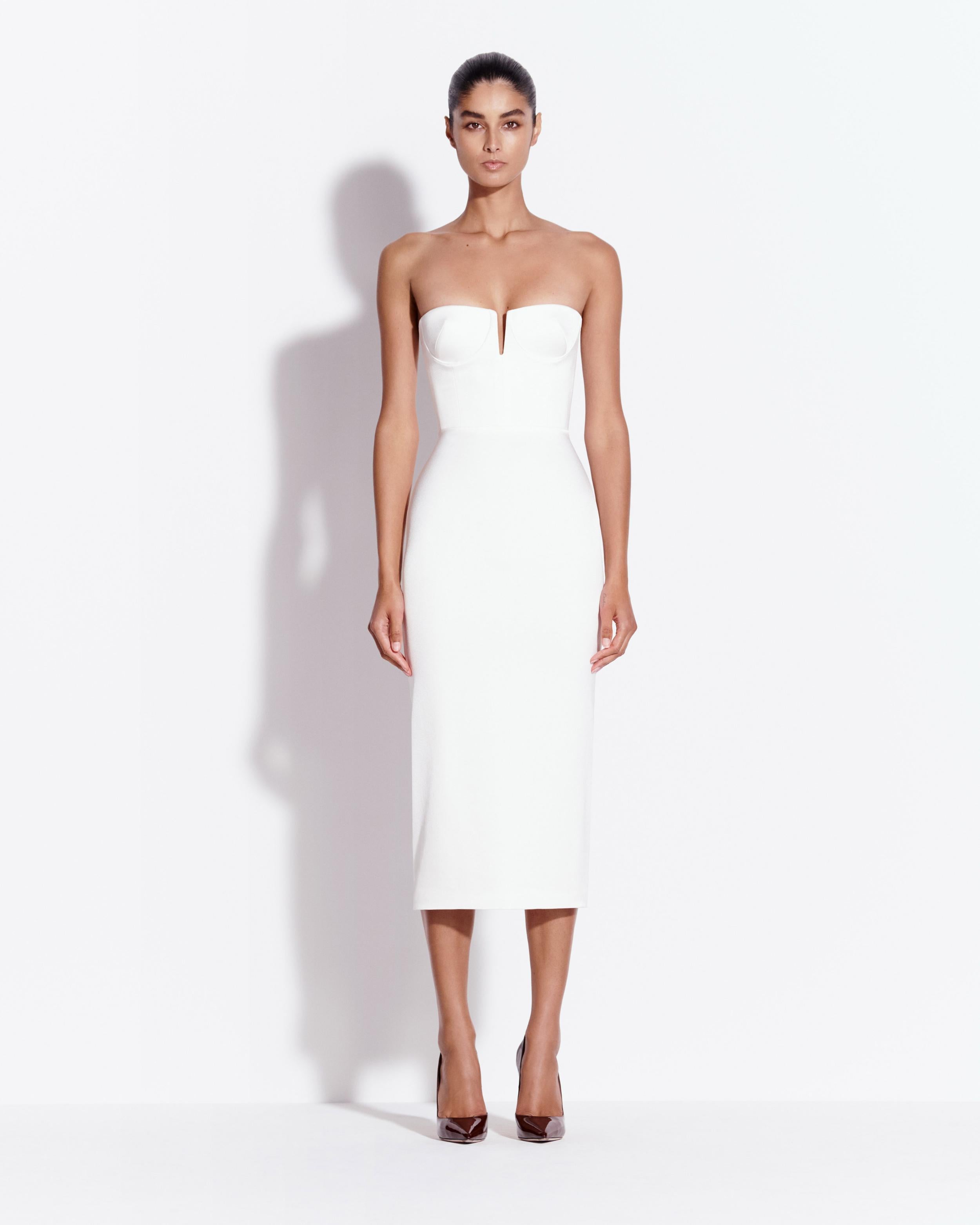 Strapless Cup Dress in Satin Crepe