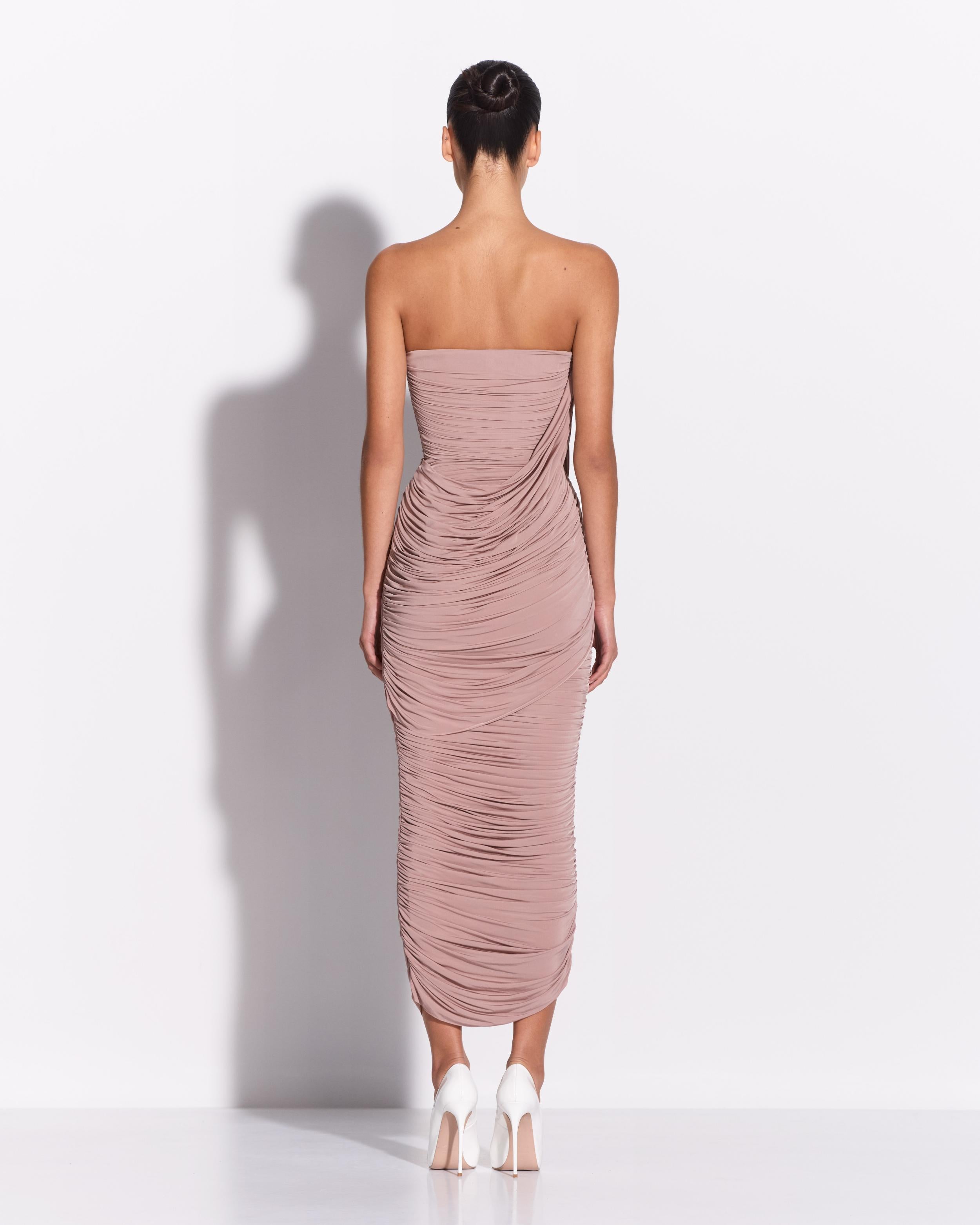 Strapless Drape Column in Jersey