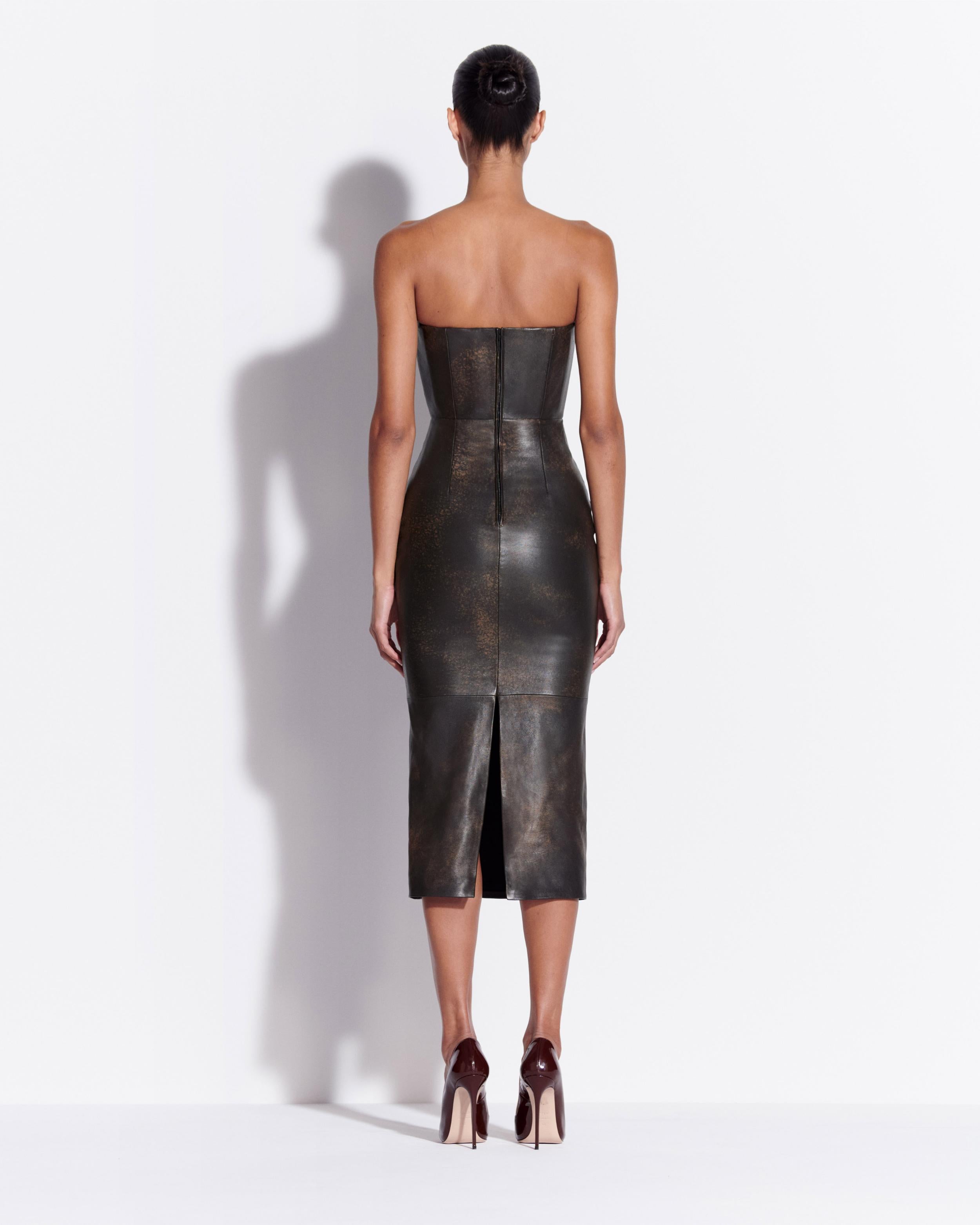 Strapless Dress in Leather