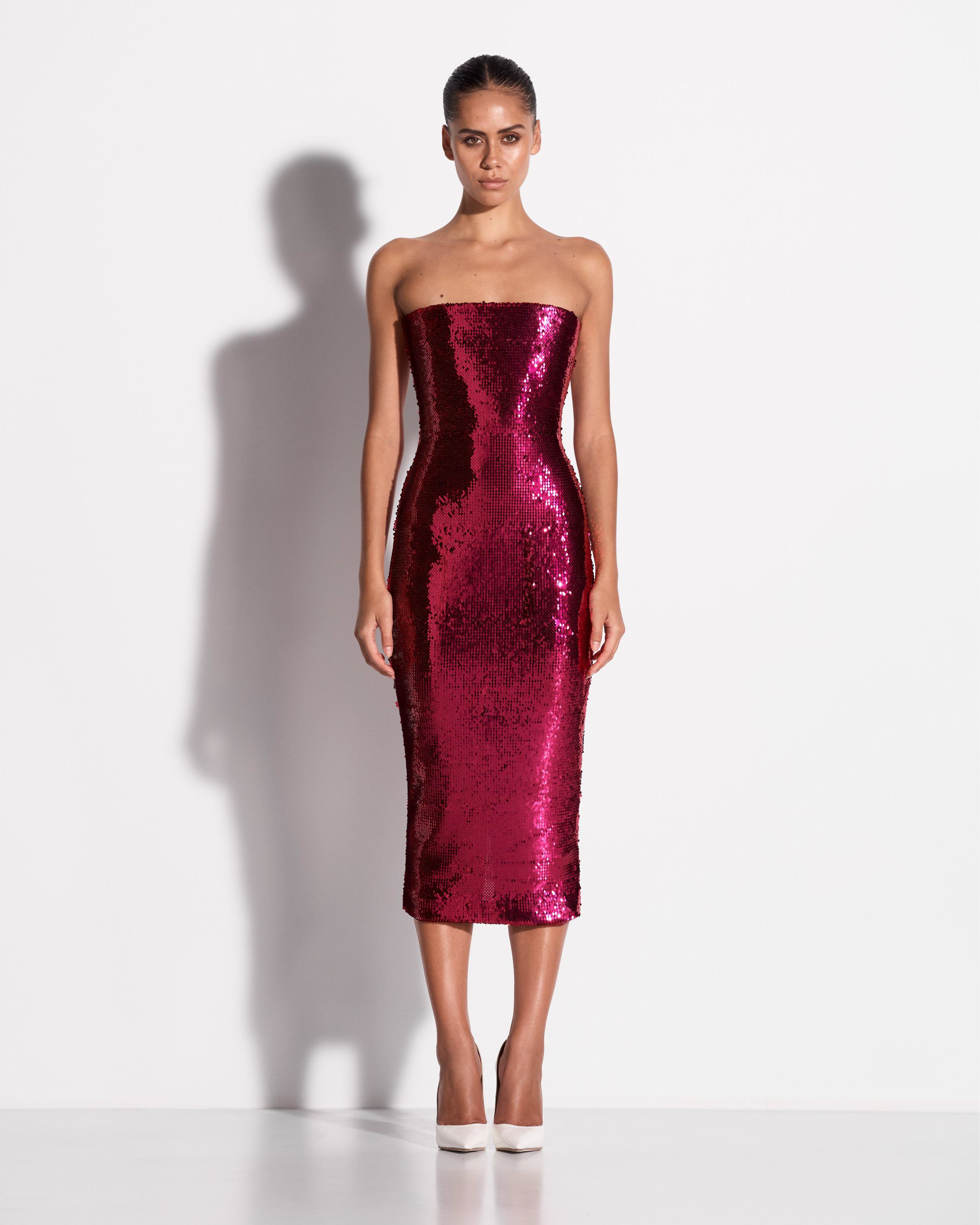 Strapless Dress in Sequin Mesh