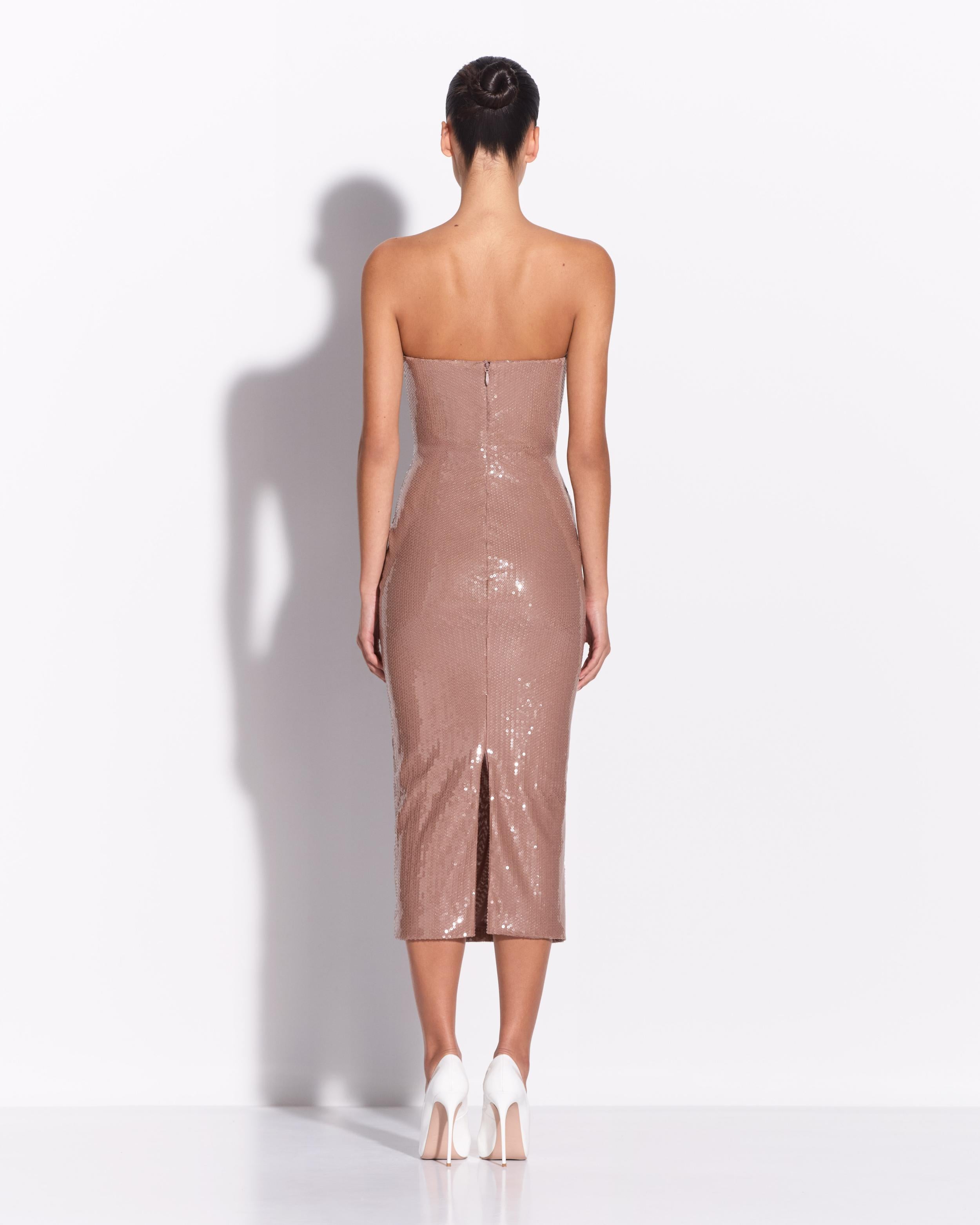 Strapless Dress in Sequin Stretch Mesh