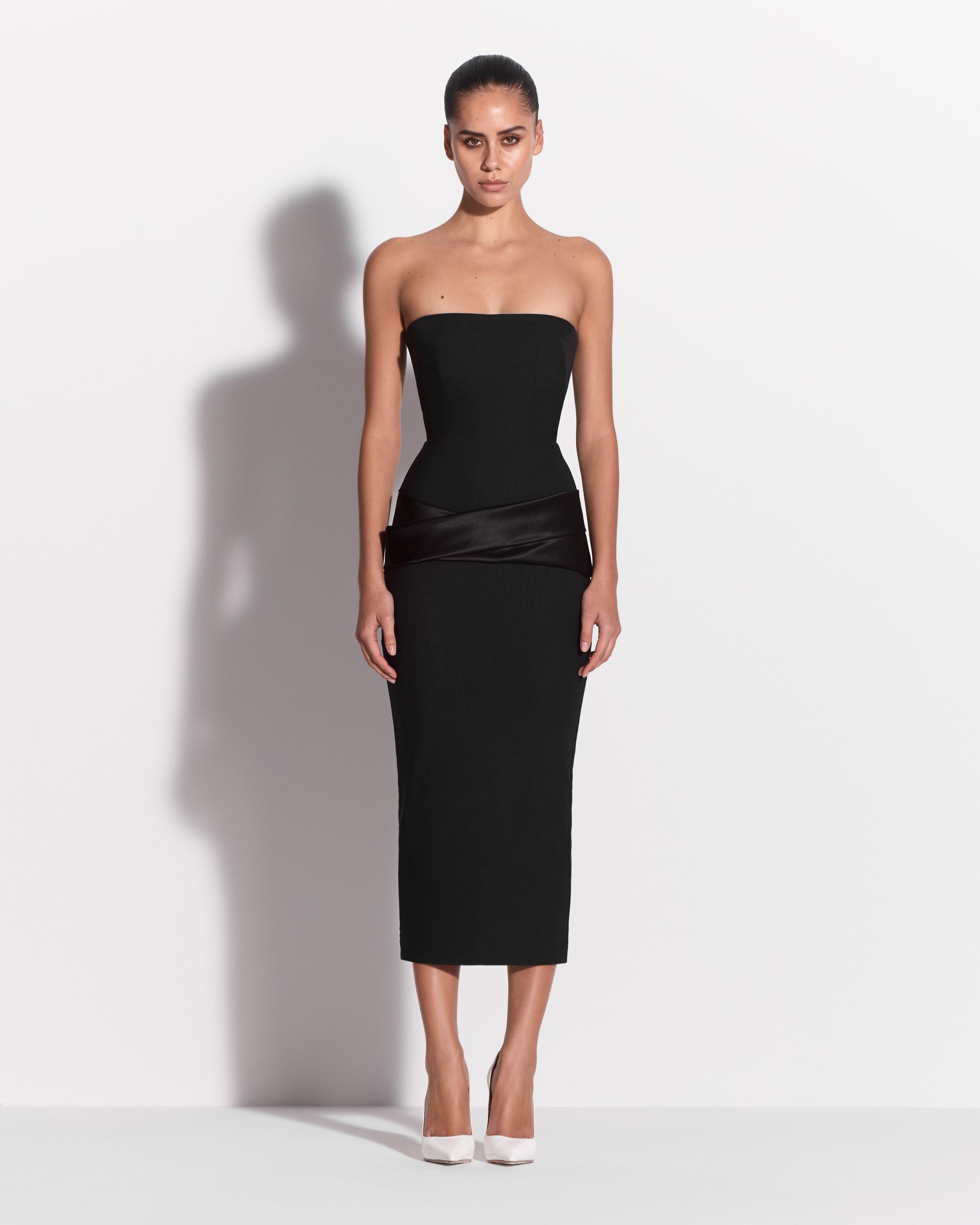 alex perry bodycon dress Strapless in Stretch Mesh, Black White dress