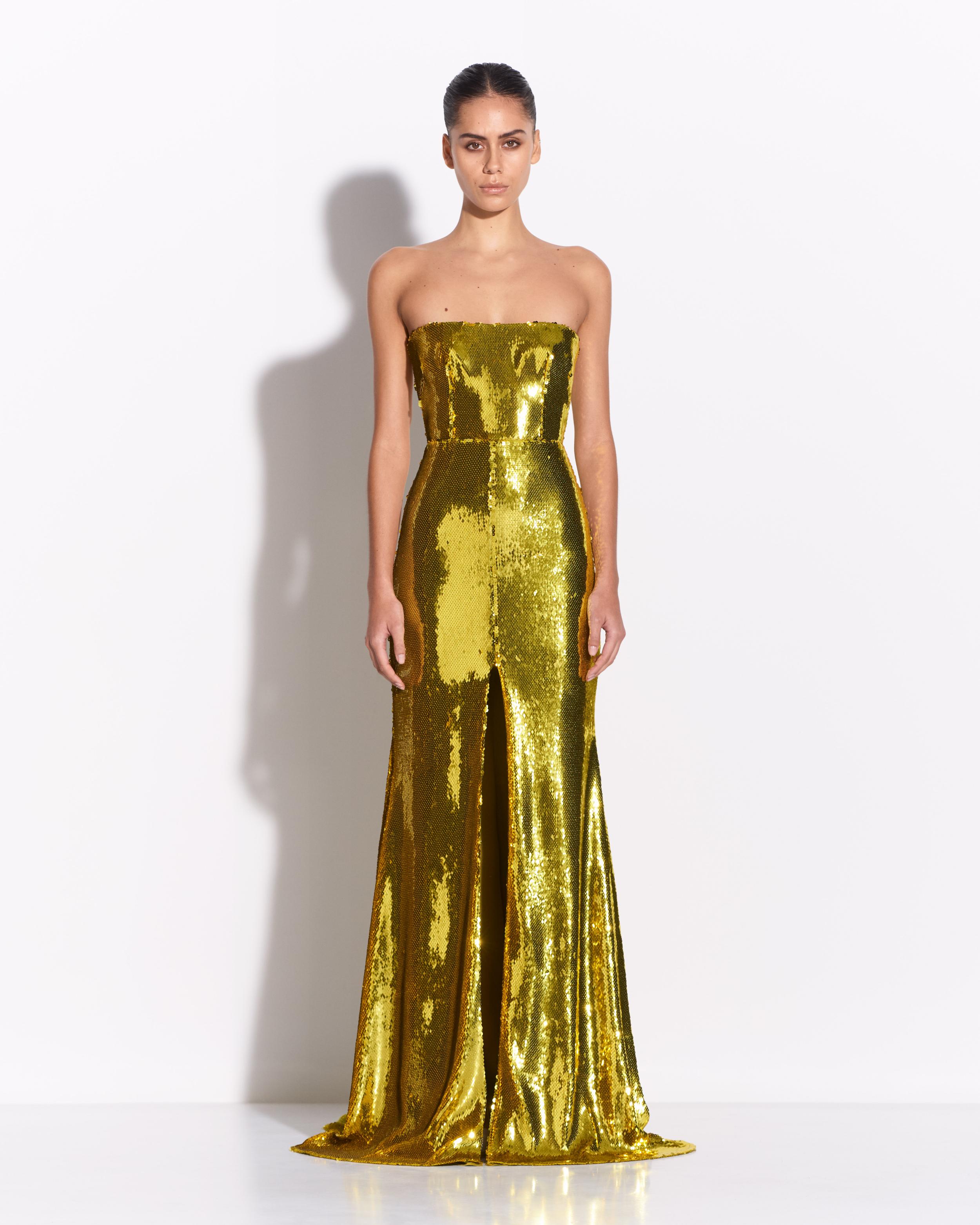 alex perry gold sequin dress Strapless Gown in Citron / 4 Size:32GG it has an elegant Spaghetti Strap Wedding Dress Talbots Effortless Jersey Side
