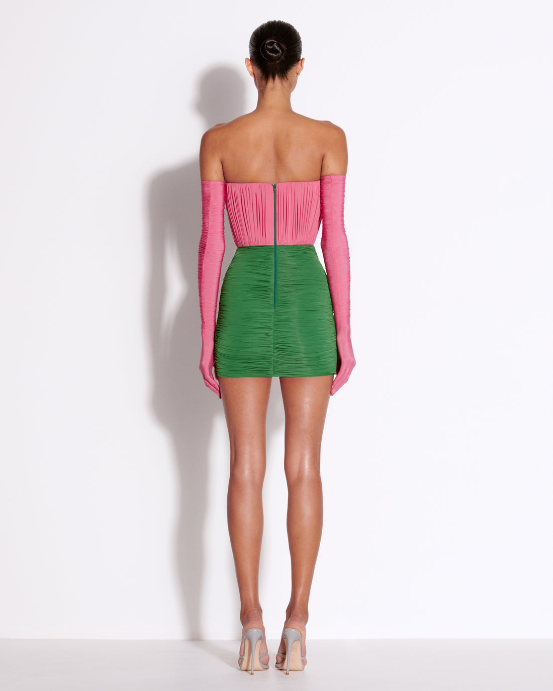 Strapless Ruched Mini Dress in Jersey