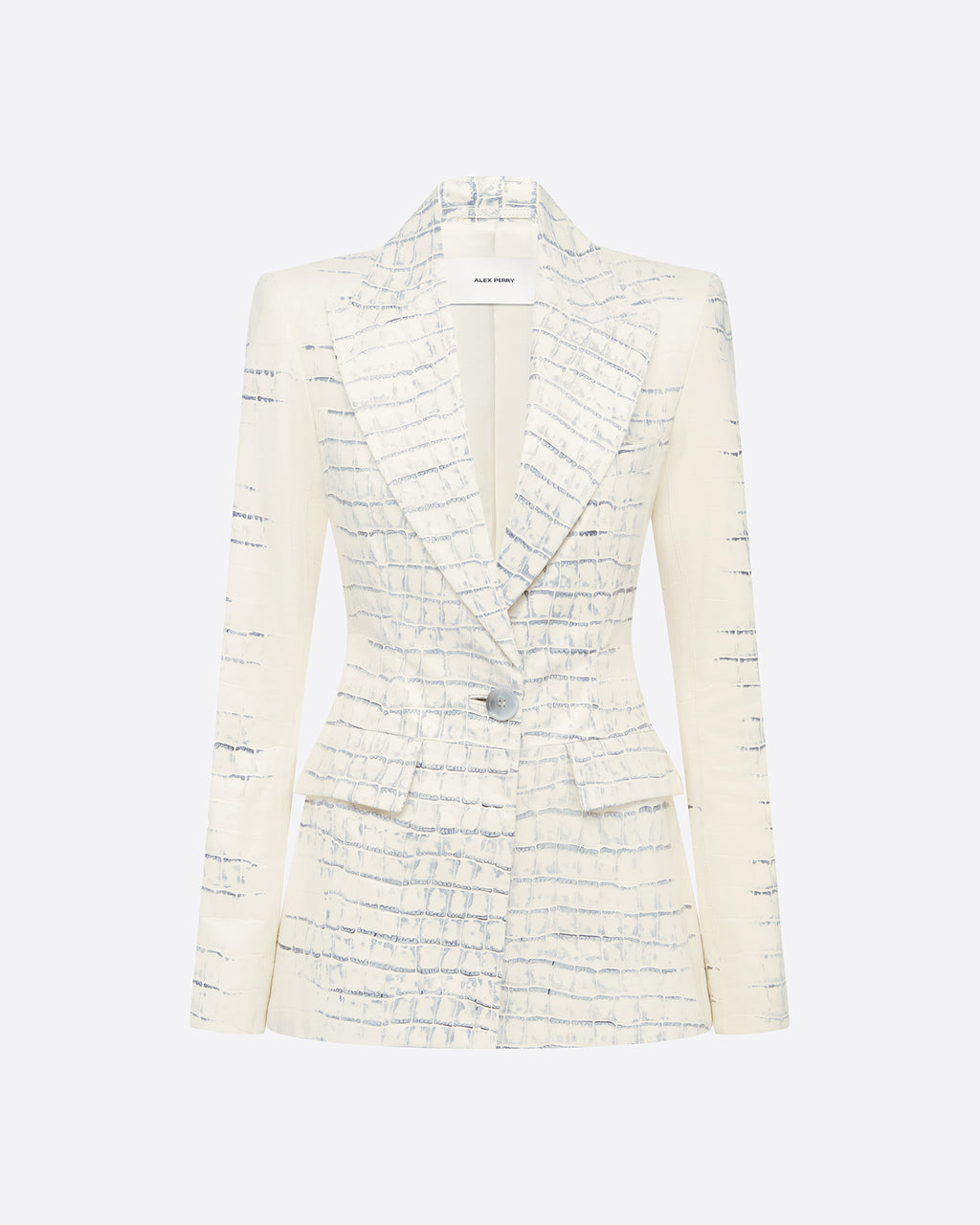 Single Breasted Fitted Blazer in Embossed Leather