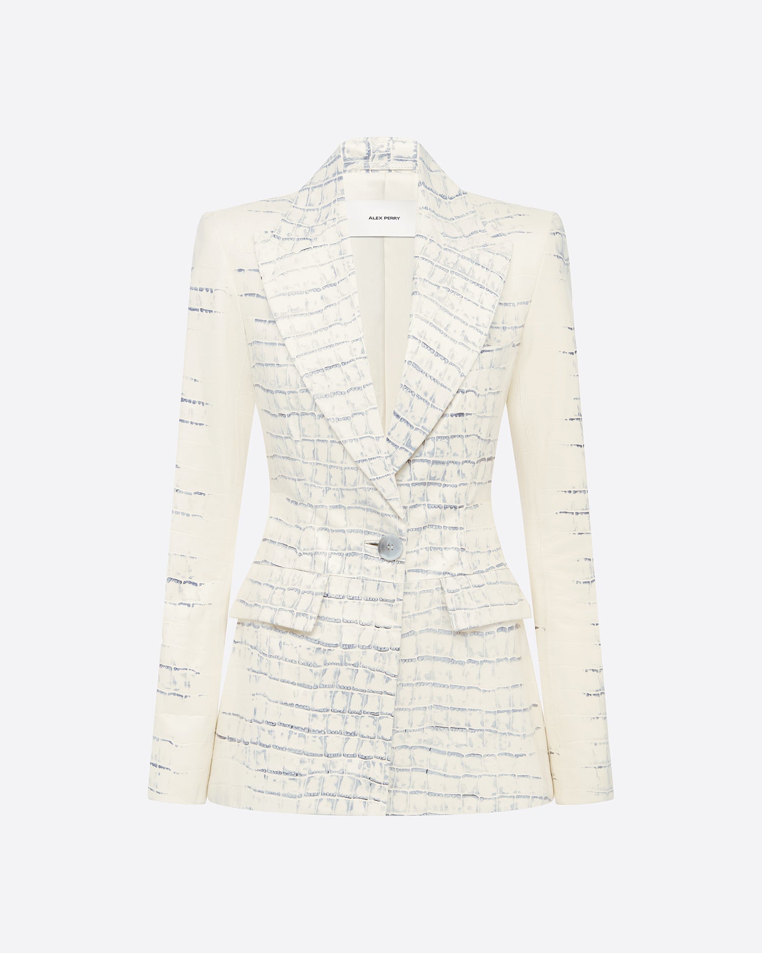 Single Breasted Fitted Blazer in Embossed Leather