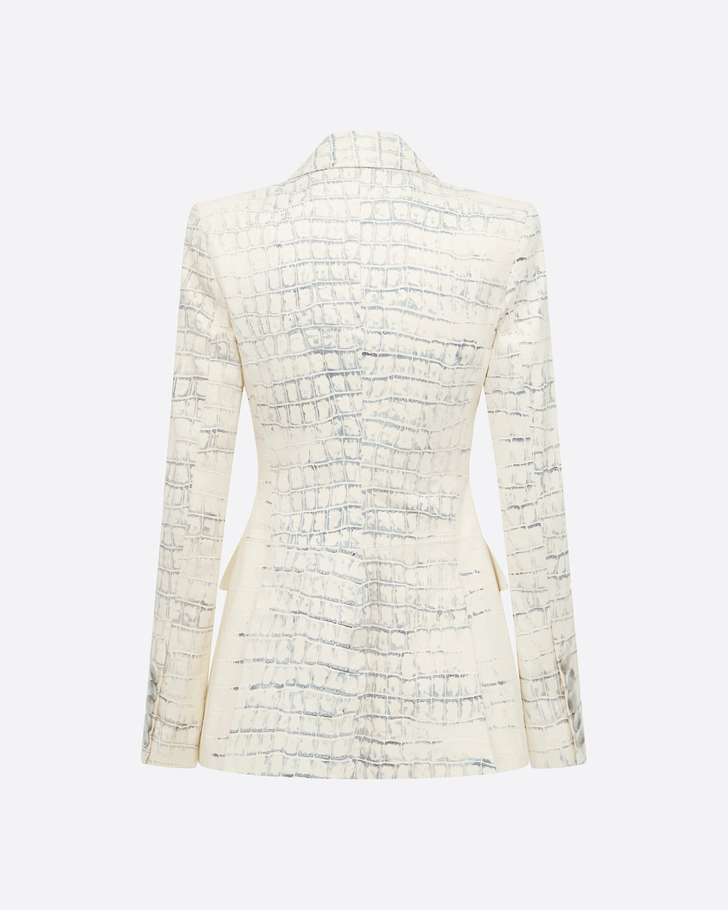 Single Breasted Fitted Blazer in Embossed Leather