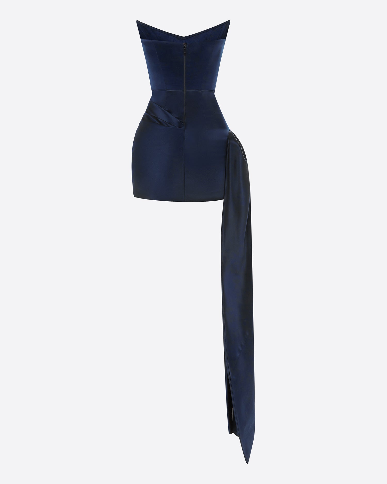 Asymmetric Strapless Corset Mini Dress in Duchess Satin Alex Perry Asymmetric Strapless Corset Mini Dress in Duchess Satin Alex Perry