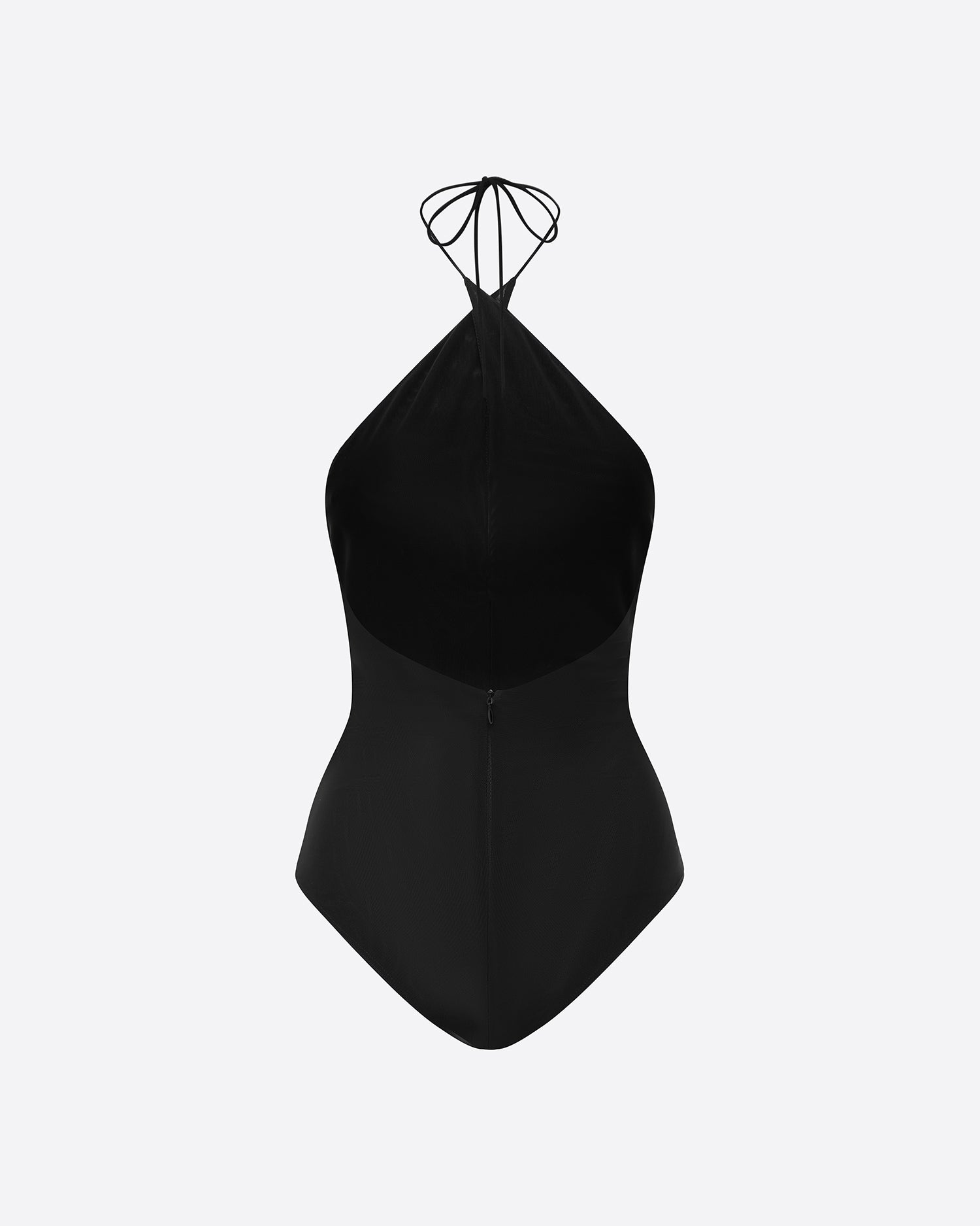 Cross Tie Halter Bodysuit in Stretch Mesh