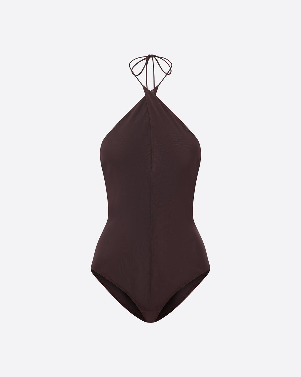 Cross Tie Halter Bodysuit in Stretch Mesh