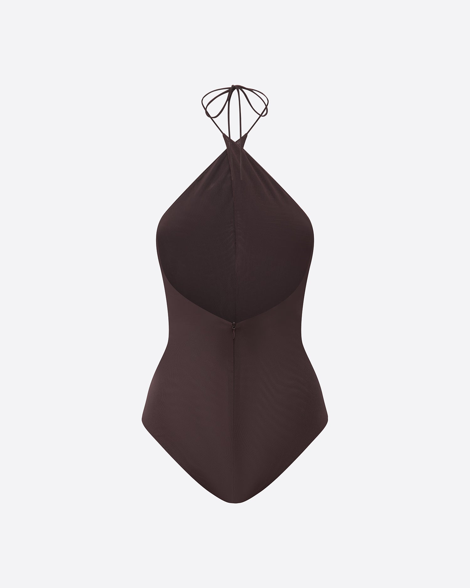 Cross Tie Halter Bodysuit in Stretch Mesh