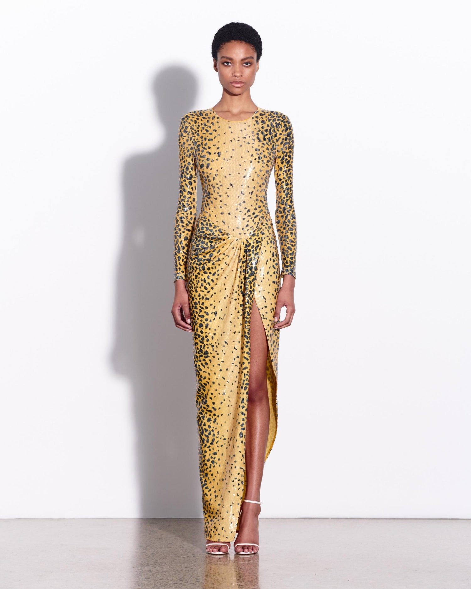 Long Sleeve Asymmetric Wrap Gown in Sequin Alex Perry Long Sleeve Asymmetric Wrap Gown in Sequin Alex Perry