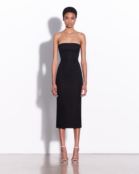 Strapless Dress in Suede – Alex Perry
