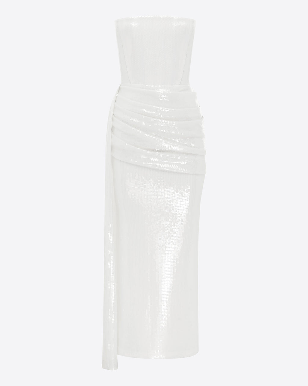 Strapless Drape Dress in Sequin