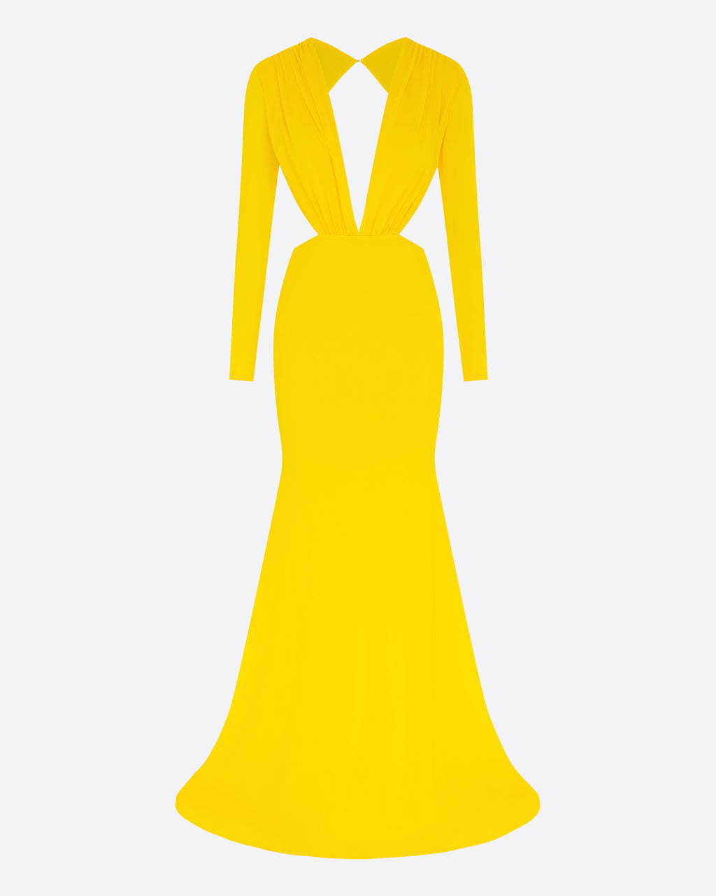 Long Sleeve Open Back Gown in Crepe Jersey