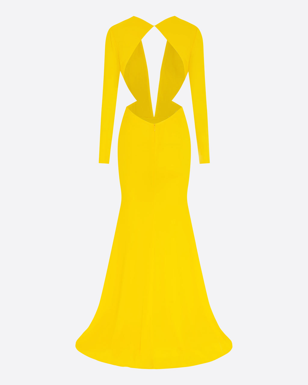 Long Sleeve Open Back Gown in Crepe Jersey