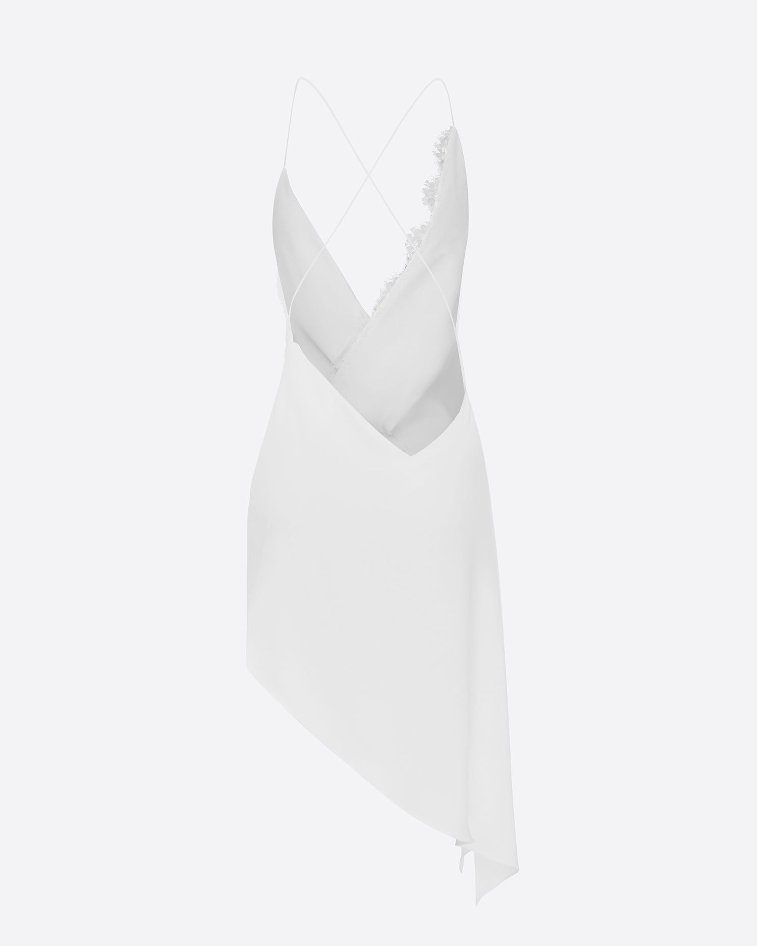 Bikini Wrap Asymmetric Dress in Satin Crepe