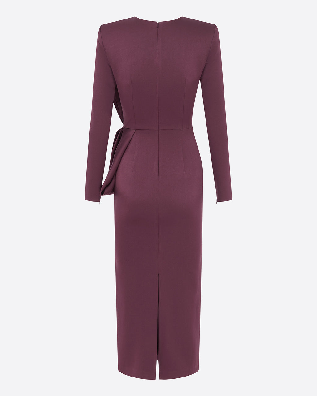 Long Sleeve Dress in Satin Crepe