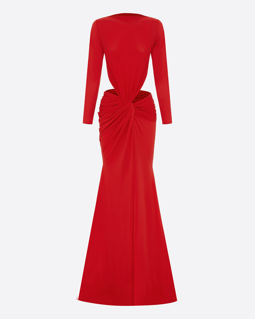 Long Sleeve Twist Gown in Crepe Jersey