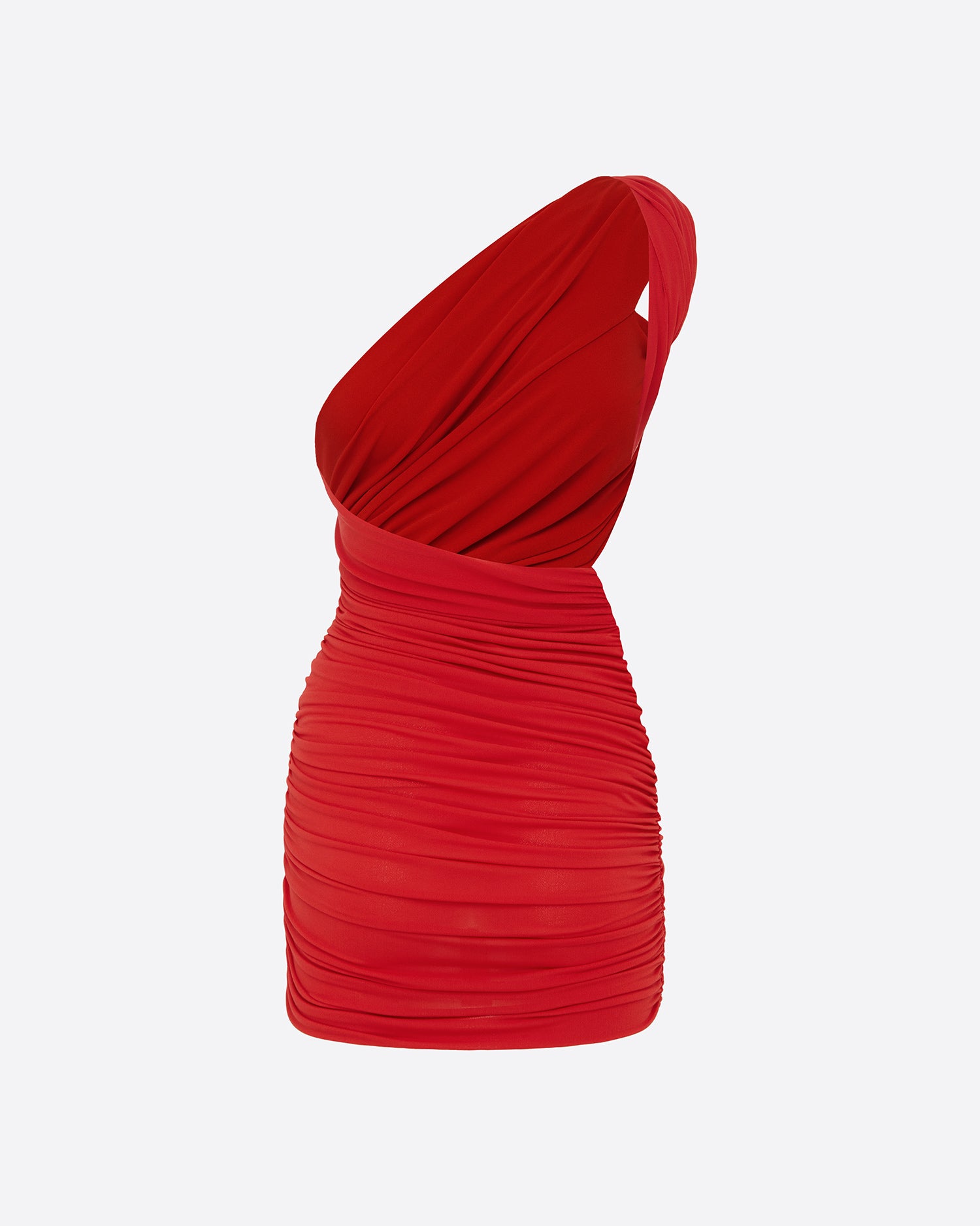 One Shoulder Mini Dress in Crepe Jersey 10 / Red One Shoulder Mini Dress in Crepe Jersey 10 / Red