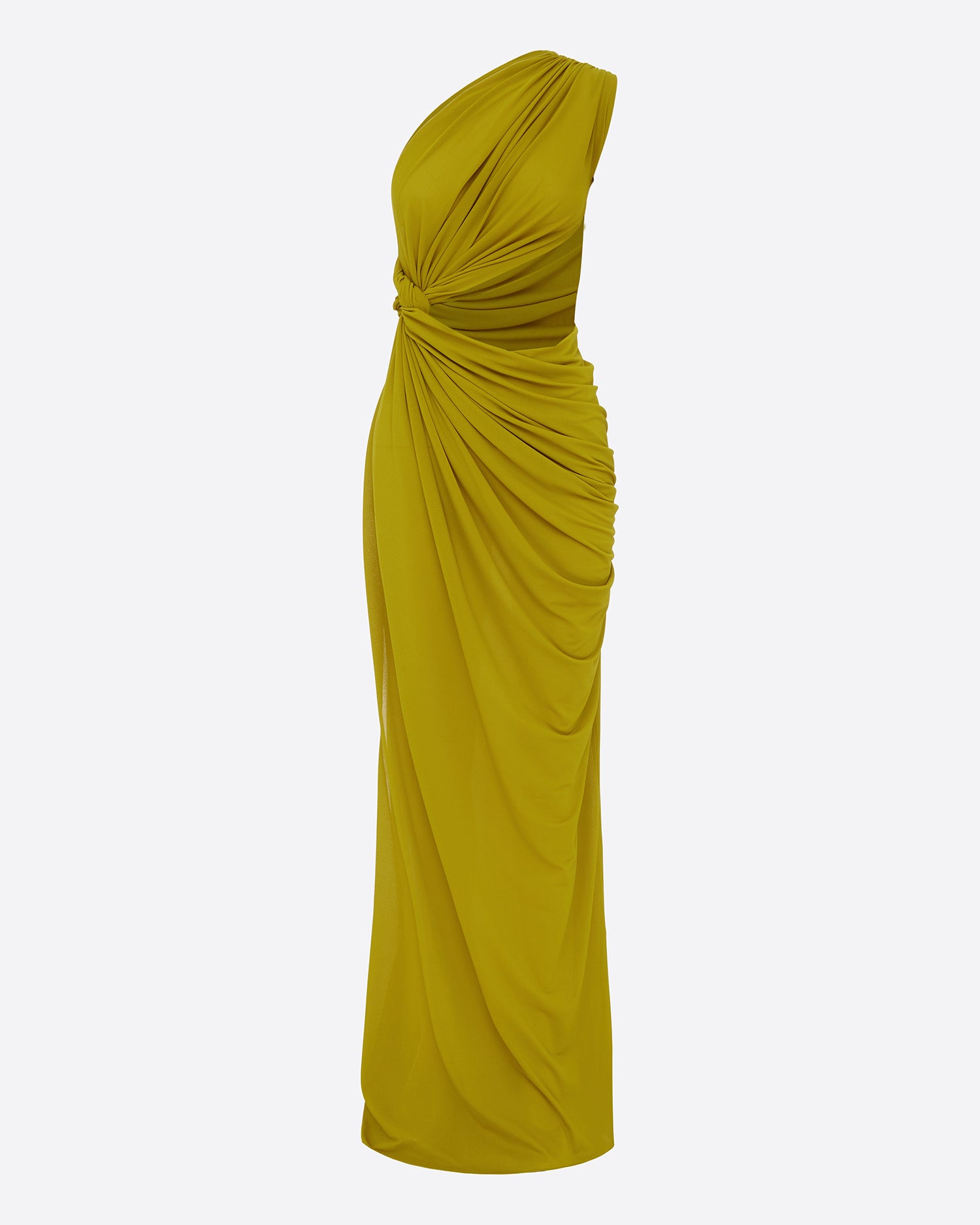 One Shoulder Draped Gown in Crepe Jersey