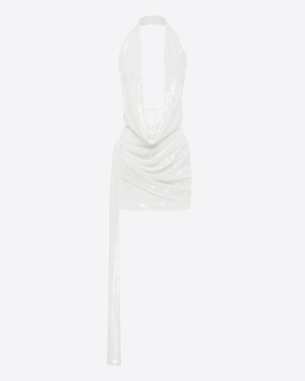 Halter Draped Wrap Mini Dress in Sequin