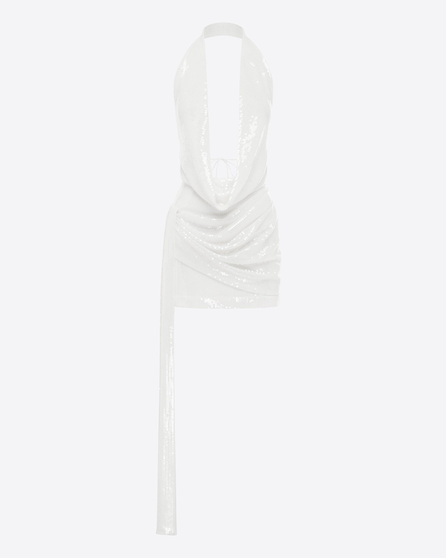 Halter Draped Wrap Mini Dress in Sequin