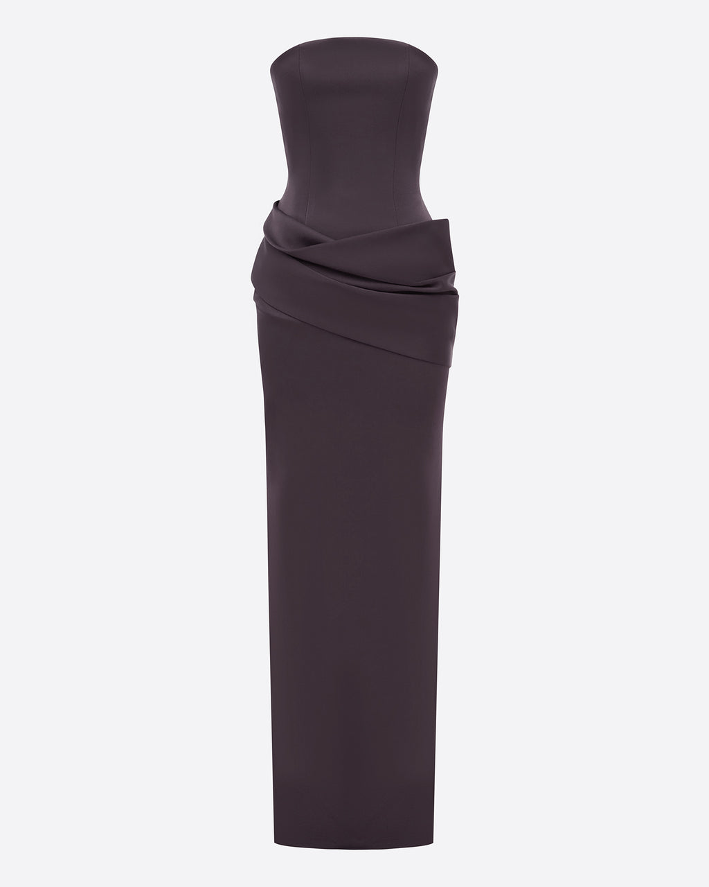 Strapless Drape Column in Satin Crepe
