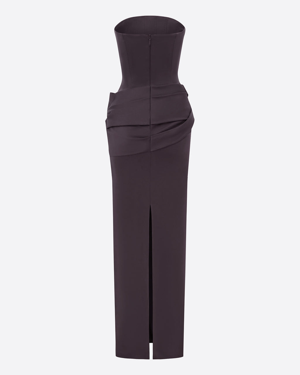 Strapless Drape Column in Satin Crepe