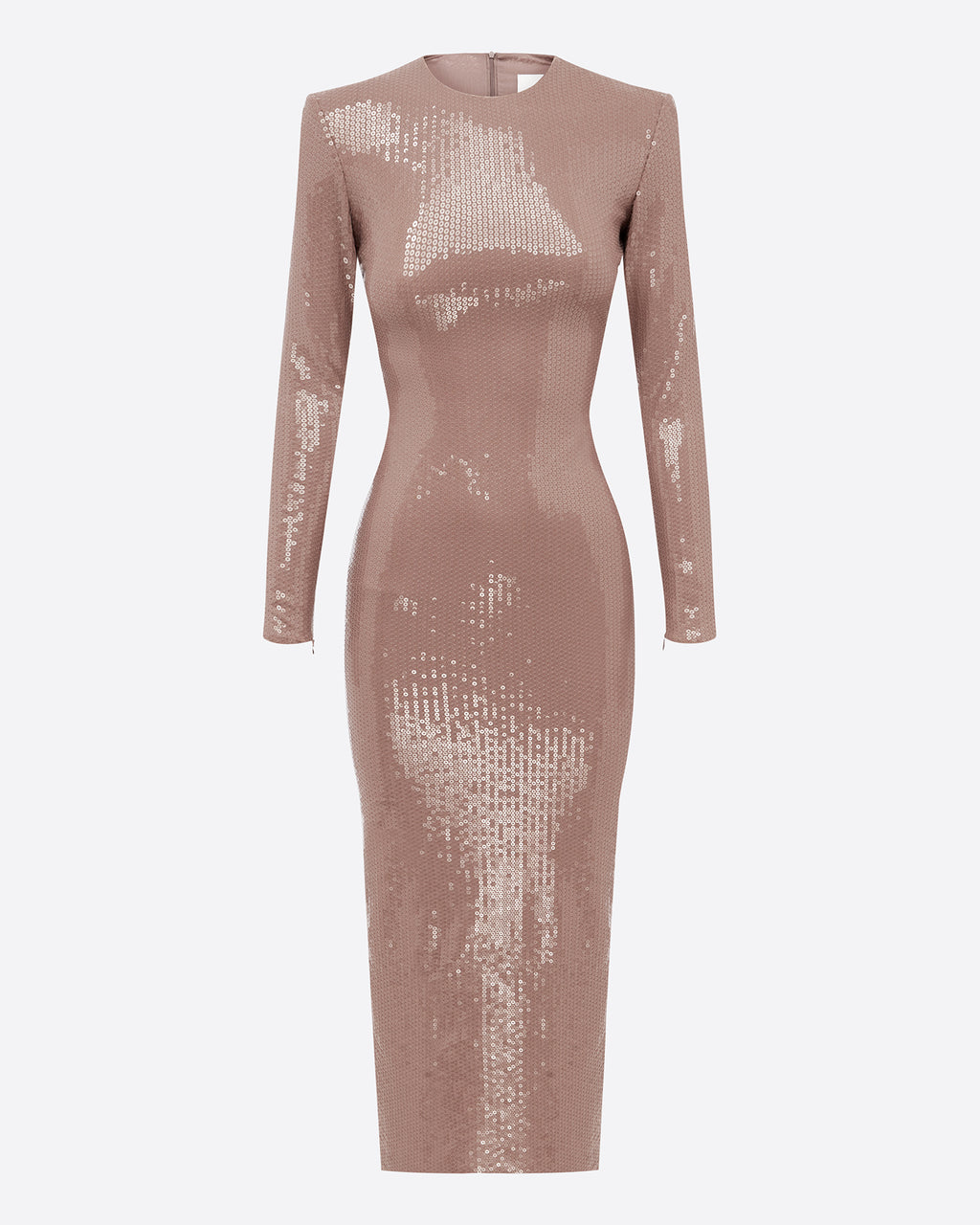 Long Sleeve Dress in Sequin Stretch Mesh