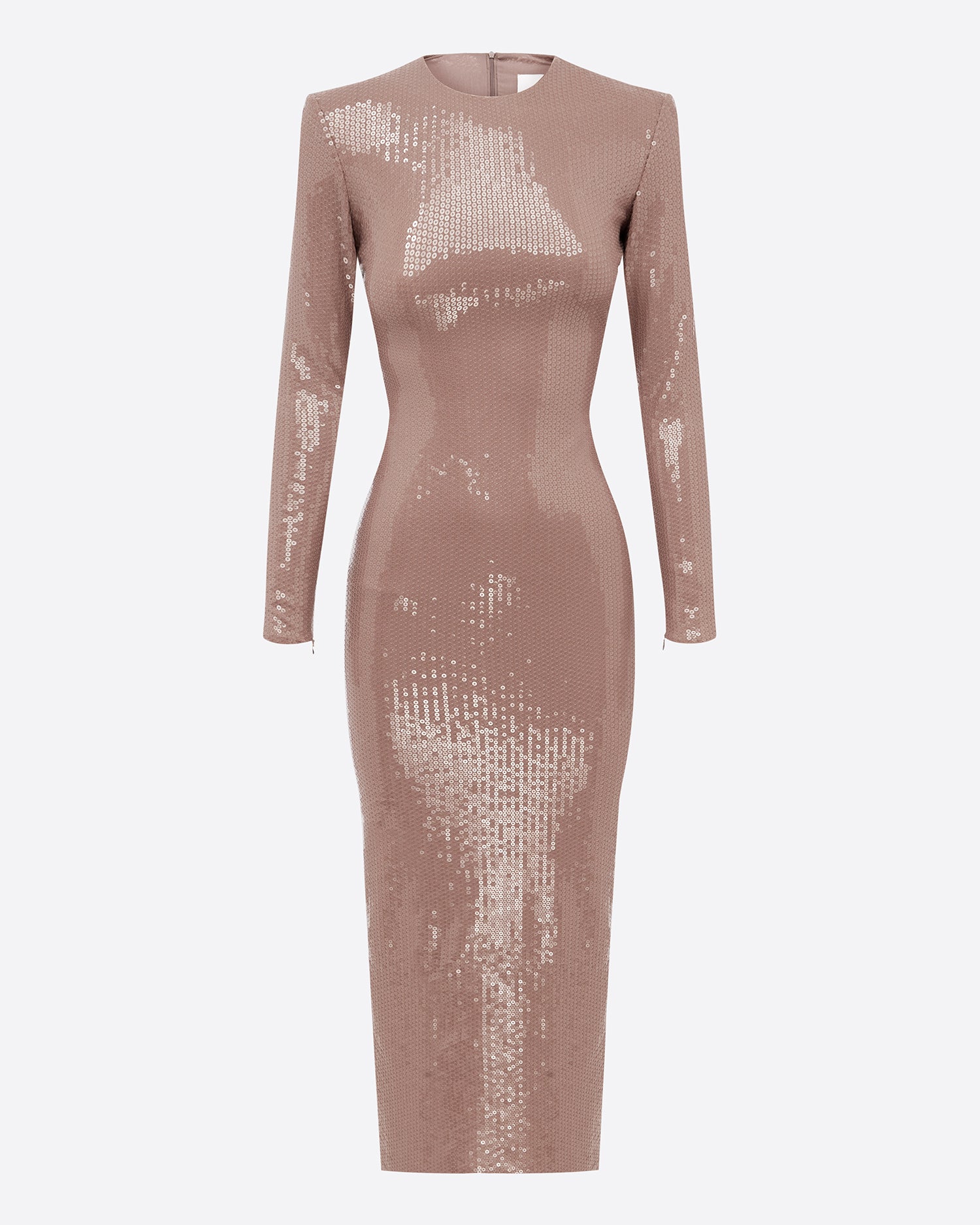 Long Sleeve Dress in Sequin Stretch Mesh