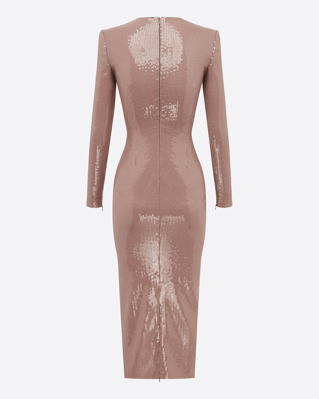 Long Sleeve Dress in Sequin Stretch Mesh