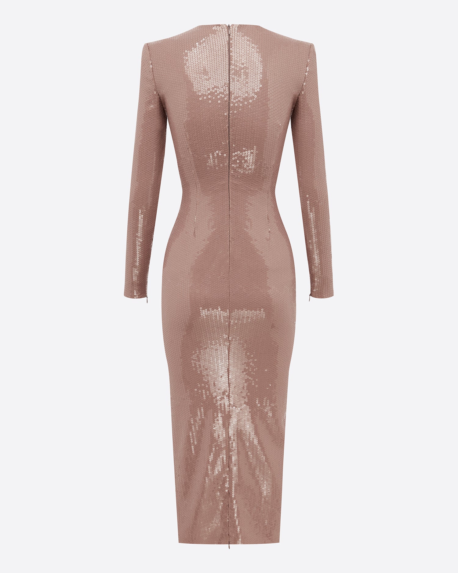 Long Sleeve Dress in Sequin Stretch Mesh
