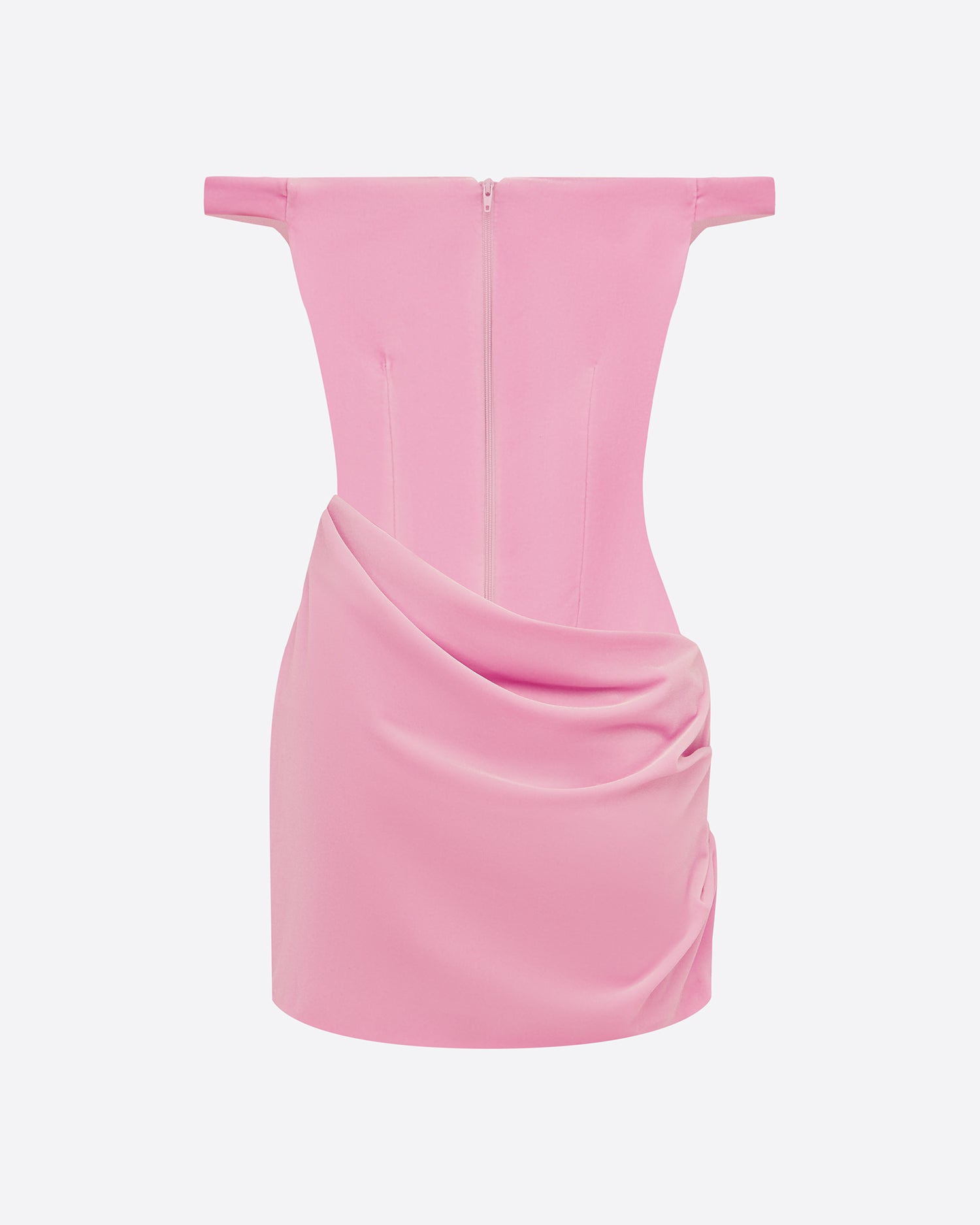 Off Shoulder Drape Mini Dress in Velvet