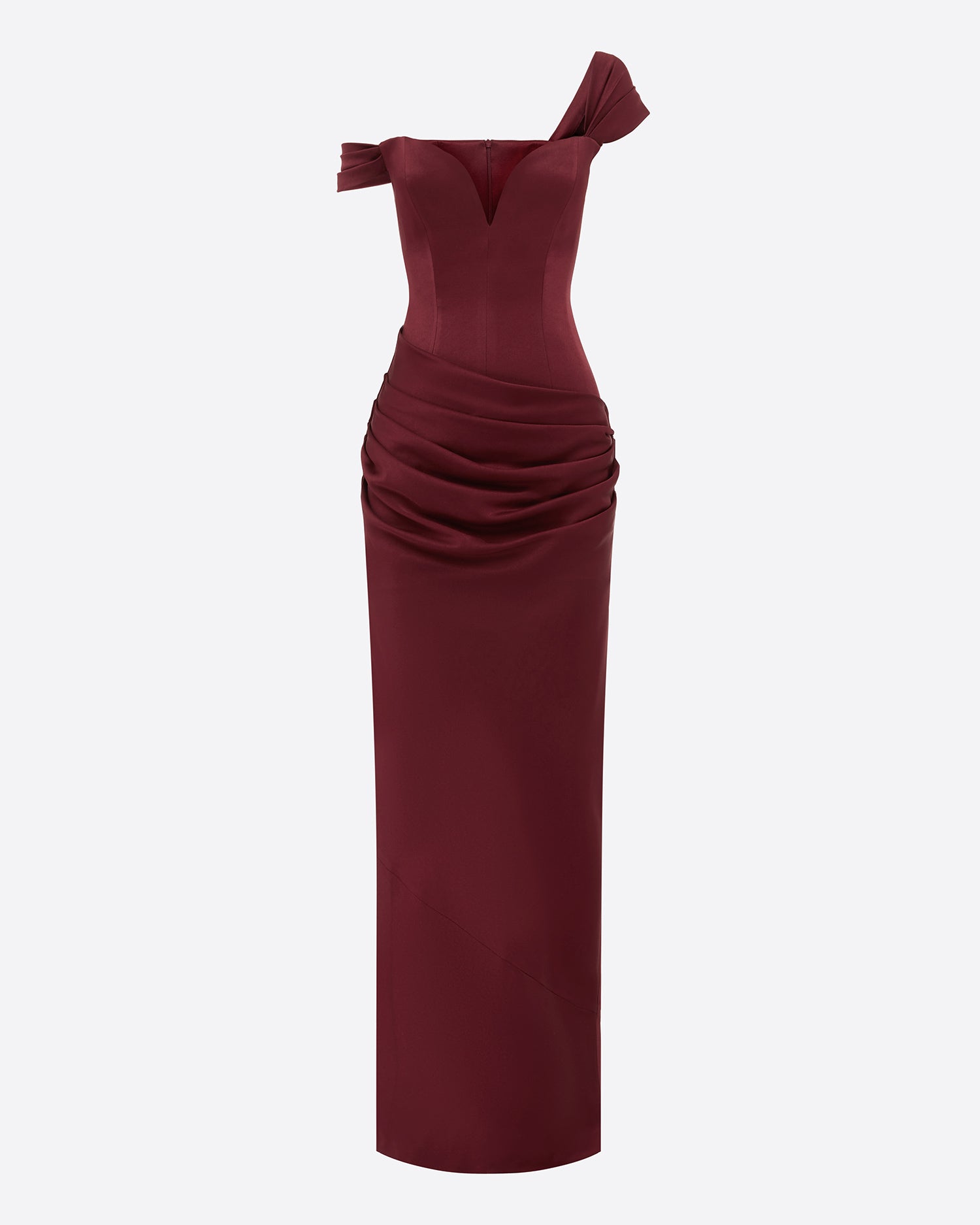 Longline Sweetheart Drape Column in Satin Crepe