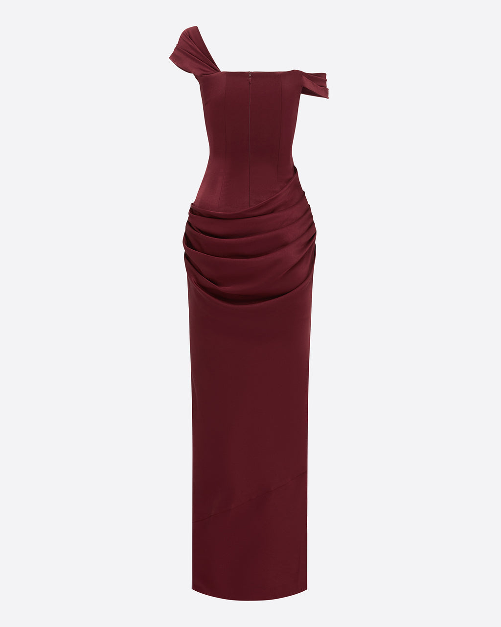 Longline Sweetheart Drape Column in Satin Crepe