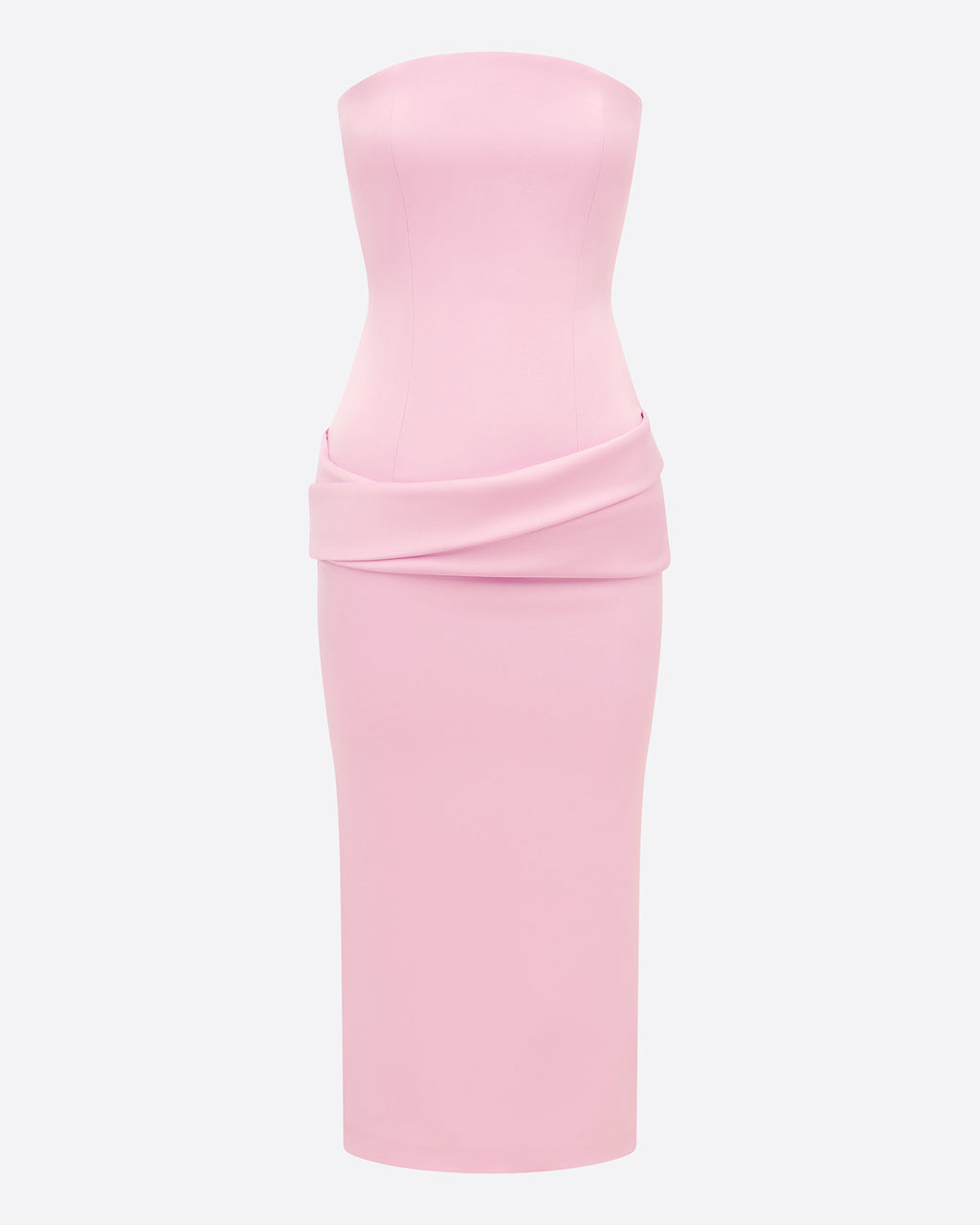 Strapless Drape Dress in Satin Crepe