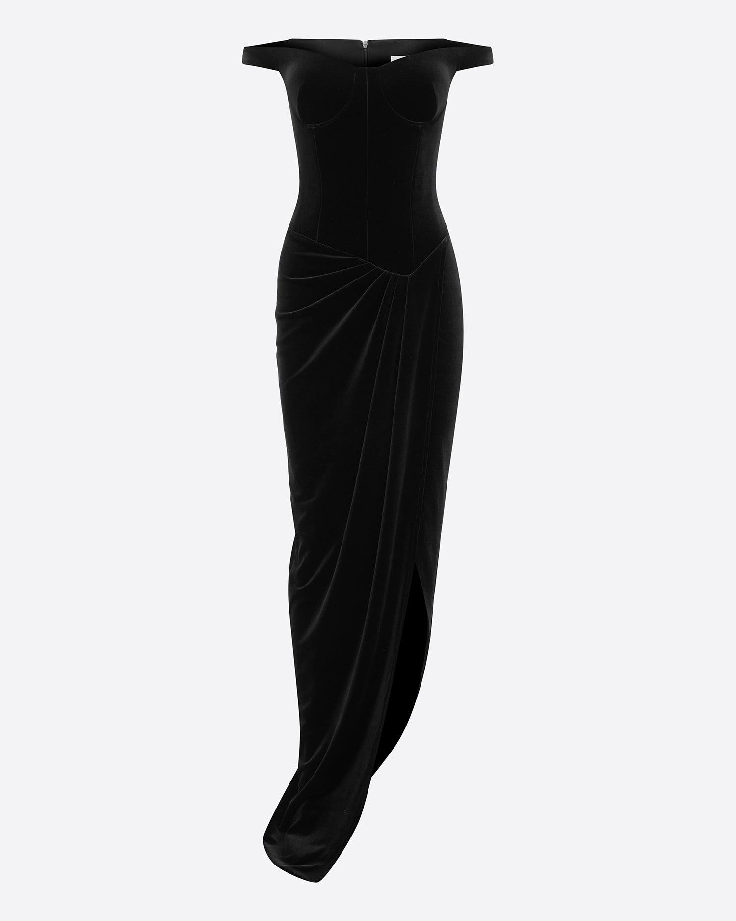 Off Shoulder Drape Gown in Velvet
