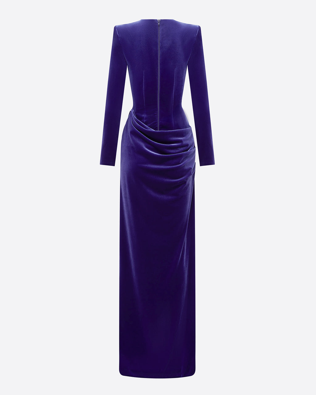 Long Sleeve Drape Column in Velvet