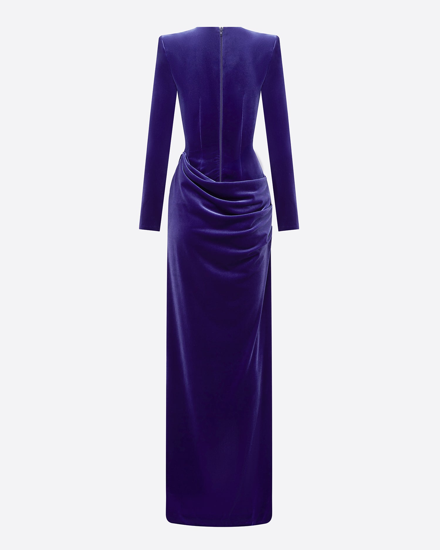 Long Sleeve Drape Column in Velvet
