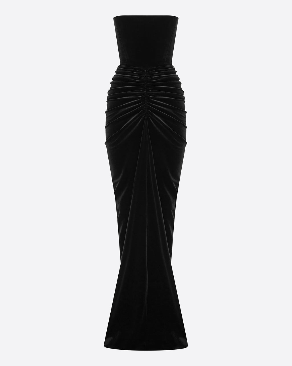 Strapless Ruched Gown in Velvet