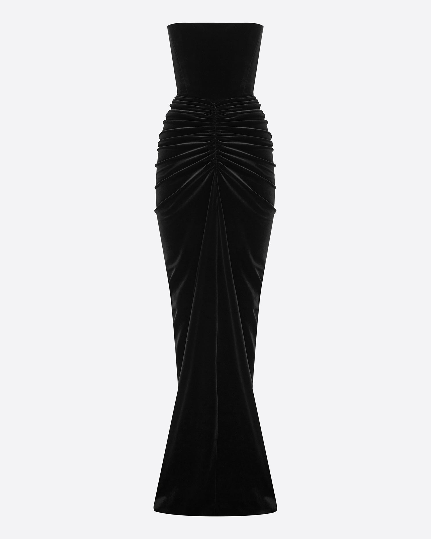 Strapless Ruched Gown in Velvet
