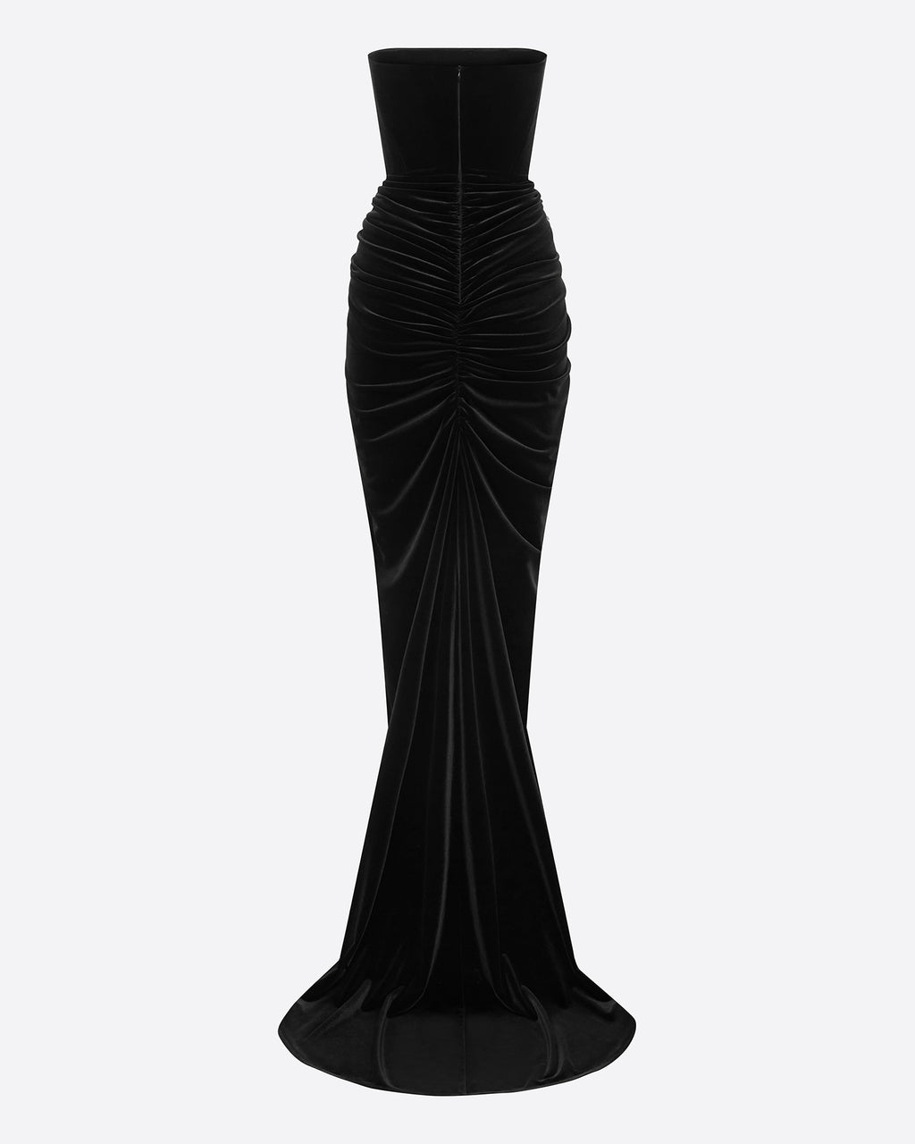 Strapless Ruched Gown in Velvet