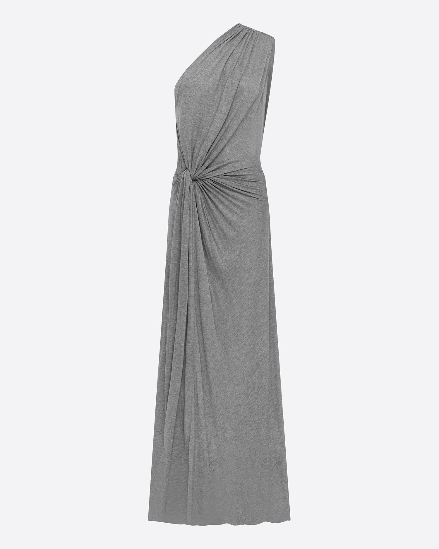 One Shoulder Drape Gown in Marle Jersey