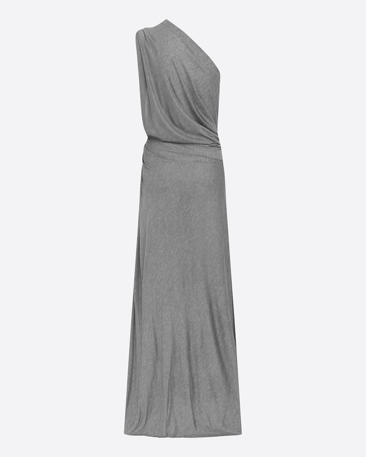 One Shoulder Drape Gown in Marle Jersey